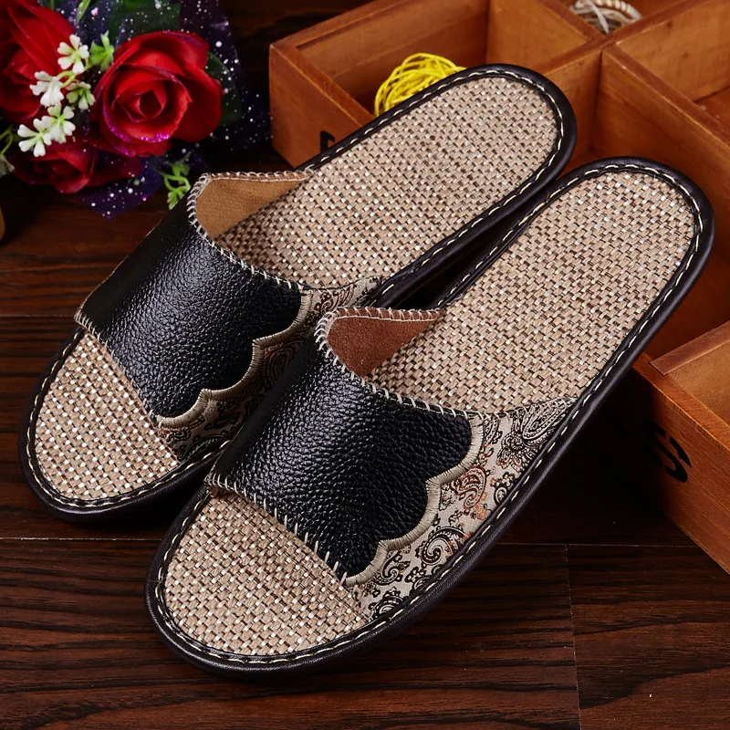 Mntrerm Women Summer Leather Sandals Slipper Indoor Outdoor Flip-flops Beach Shoes New Fashion Female Love Casual Flower Slipper