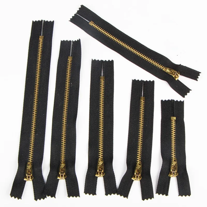 20pcs/lot 4# copper zipper 10cm/13cm/15cm/18cm black auto lock Zipper DIY for jean bags shoes garment belt sewing accessories