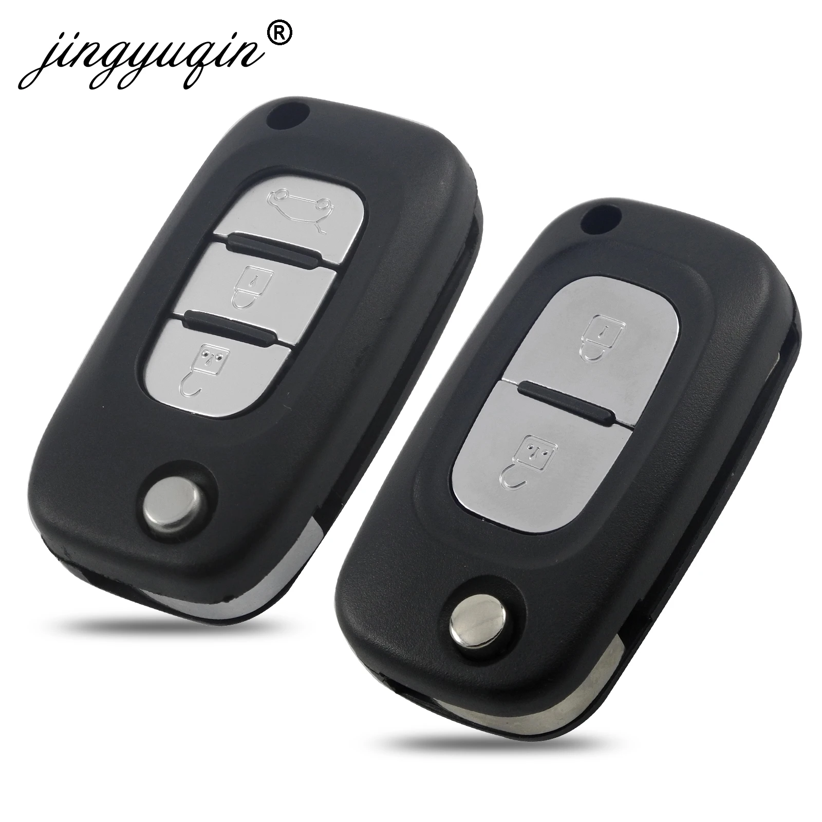 

jingyuqin 10X 2/3 Button Flip Car Remote Key Case Shell for Renault Fluence Clio Megane Kangoo Modus Lada VA2/HU83/Ne72 Blade