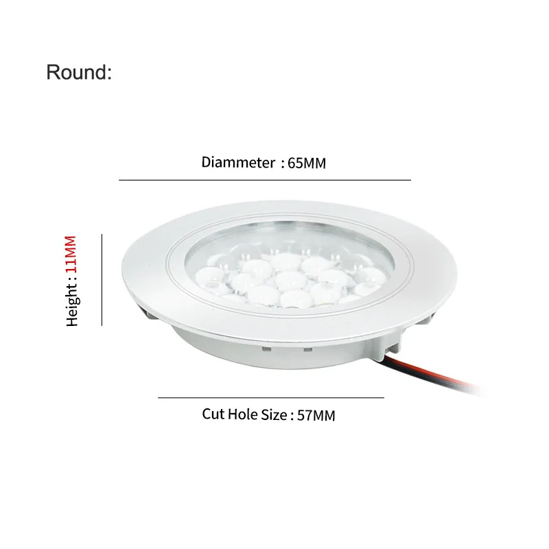 12pcs/lot 1.5W Ultrathin LED Downlight Indoor Bedroom Kitchen Cabinet DC12V Small Round/Square Recessed Ceiling Spot Lamps