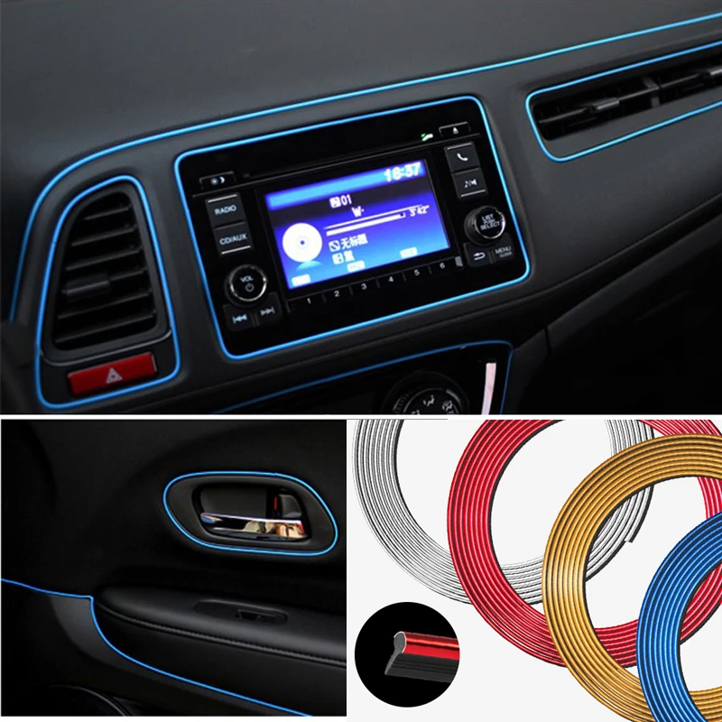 

Car Interior Decoration Strips Moulding Trim Dashboard Door Edg For Dacia duster logan sandero stepway lodgy mcv 2 Car-styling