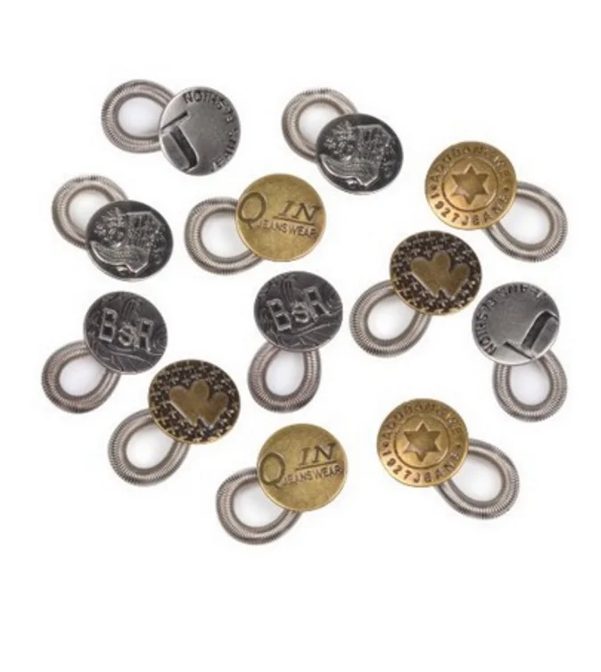 6 szt. Metalowych przedłużaczy do koszuli, elastyczny kołnierz, ekspander w pasie, cudowne guziki do przedłużania dżinsów