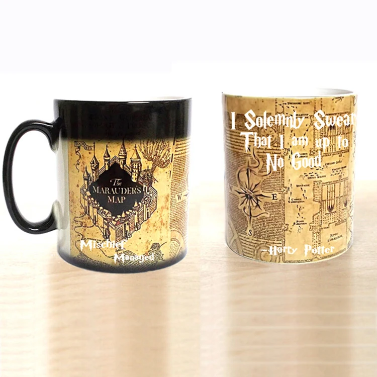 Creative Map Magic Mug Hot Drink Cup Color Changing Mug Marauders Map Coffee Tea Milk Mugs Novelty Gifts