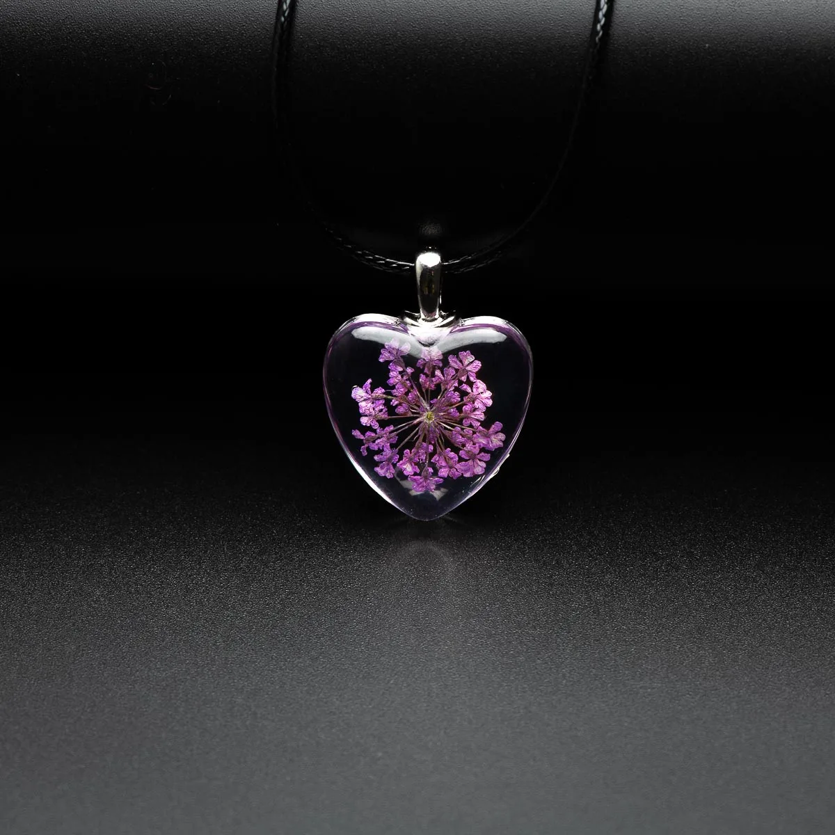 Flower in Heart Shape Glass necklace lover Pendant Fashion glass ball necklaces Classic style Jewelry #FY410