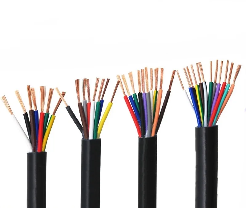 22 AWG 0.3MM2 RVV 2/3/4/5/6/7/8/10/12/14/16/18 Cores Pins Copper Wire Conductor Electric RVV Cable Black