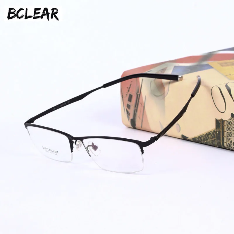 BCLEAR 2018 Fashion Titanium Spectacle Frames Pure Titanium Half Rim Eyeglasses Frame Ultralight Men's Casual Business Glasses