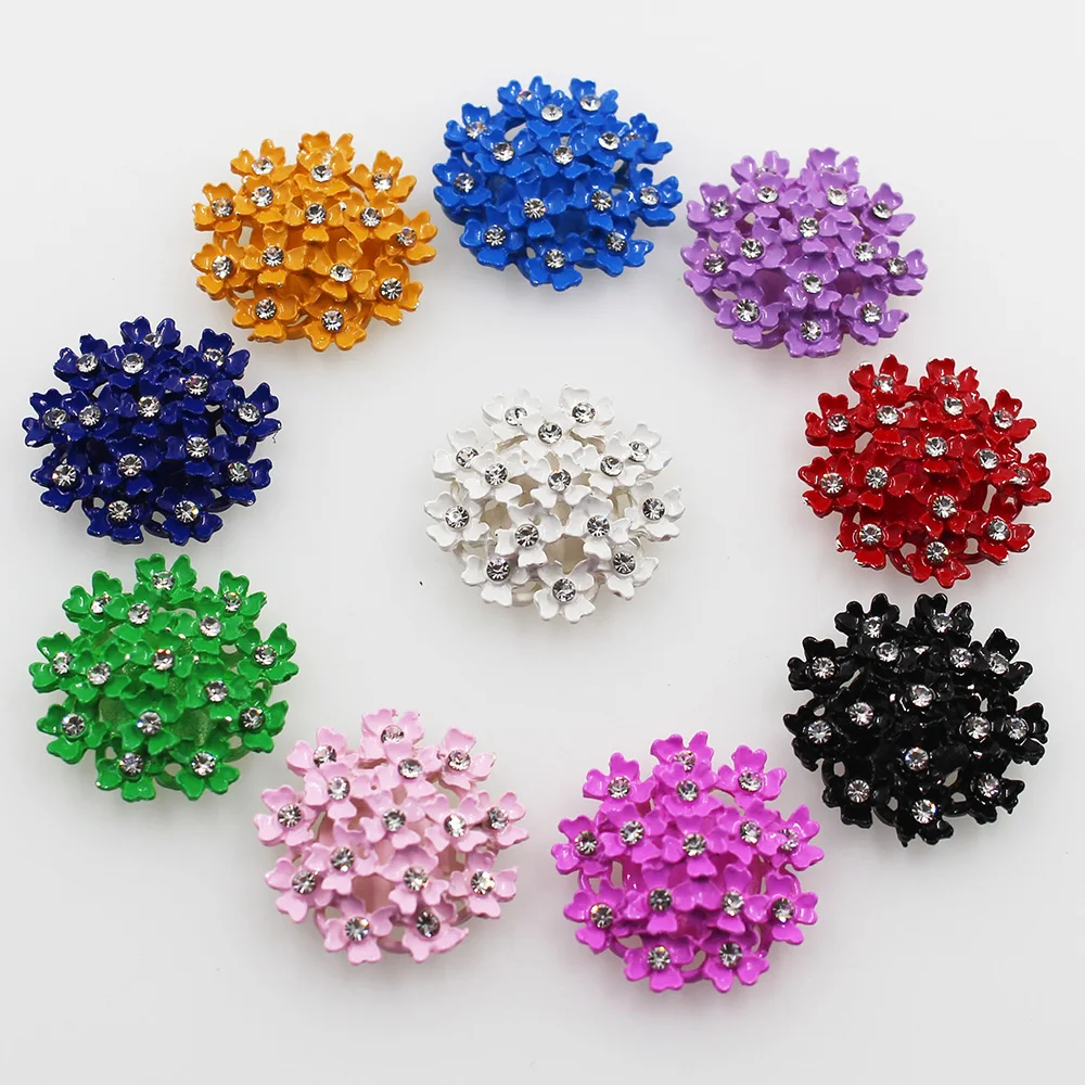 NEW 10Pcs/Set 25mm Round Flat Back Colorful Alloy Rhinestone Buttons/Craft Rhinestone DIY Wedding Embelishment Buckle