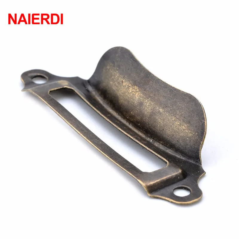 NAIERDI 10pcs Antique Brass Metal Label Pull Frame Handle File Name Card Holder For Furniture Cabinet Drawer Box Case Hardware