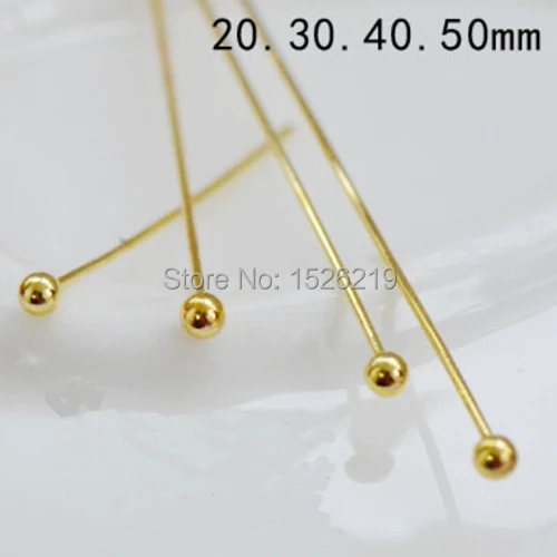 200pcs/lot Length 20 25 30 40 50 mm Ball Head Pins For Jewelry Making Diy Dia 0.5mm Gold/Silver Color Head Pins Findings F352