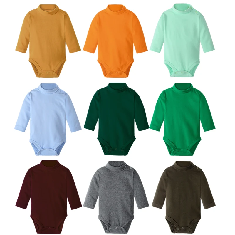 Hooyi-monos de algodón 100% para bebé y niña, monos suaves para recién nacidos, ropa infantil, pijamas de cuello alto sólido, camisas Tops de 0, 1,