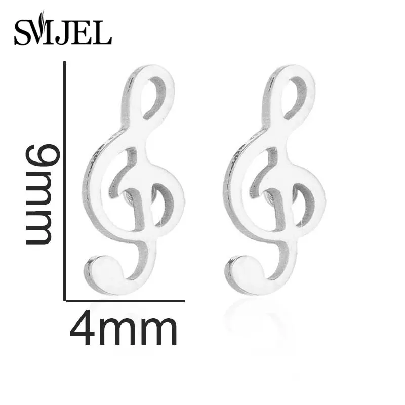 SMJEL Mini Music Earrings Stainless Steel Lovely Small Ear Studs for Women Charm Musical Note Earring Jewelry gift Brincos Mujer