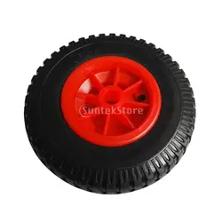 Puncture Proof Rubber Tyres on Red Wheel - Kayak Trolley/Trailer Wheel 19mm/22mm Bore Dia.