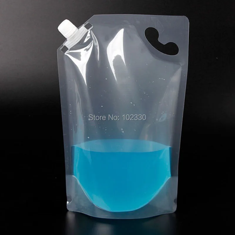 300pcs/lot 1L 2L Stand-up Plastic Drink Packaging Bag Spout Pouch For Beverage Liquid Juice Milk Coffee