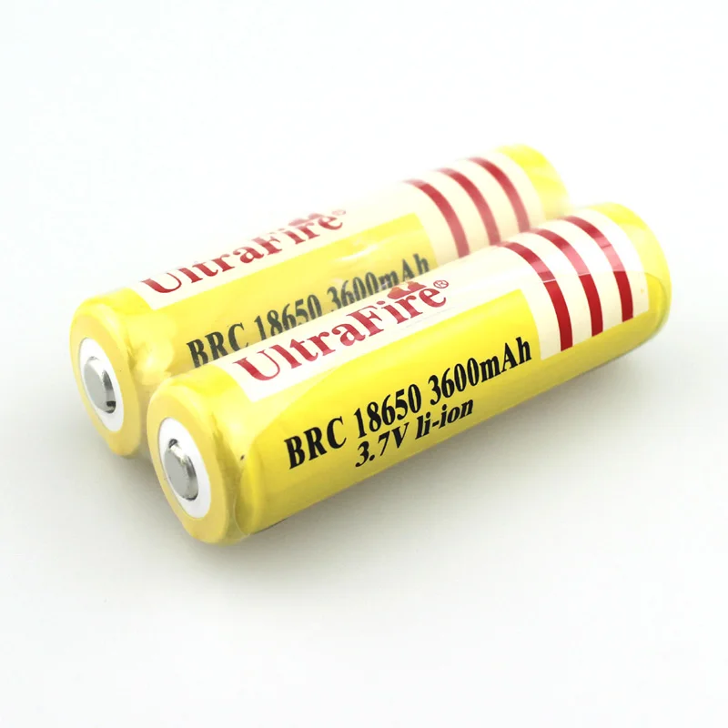 U-F BRC 18650 3.7V 3600mAh Battery with Protected PCB Power Source for LED Flashlight (1 pair)