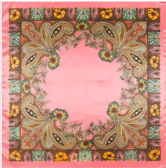 Fashion Scarf Women Luxury Brand Classical Cashew Hijab Silk Satin Shawl Scarf Foulard Square Head Scarves Wraps 2019 New Design view 4
