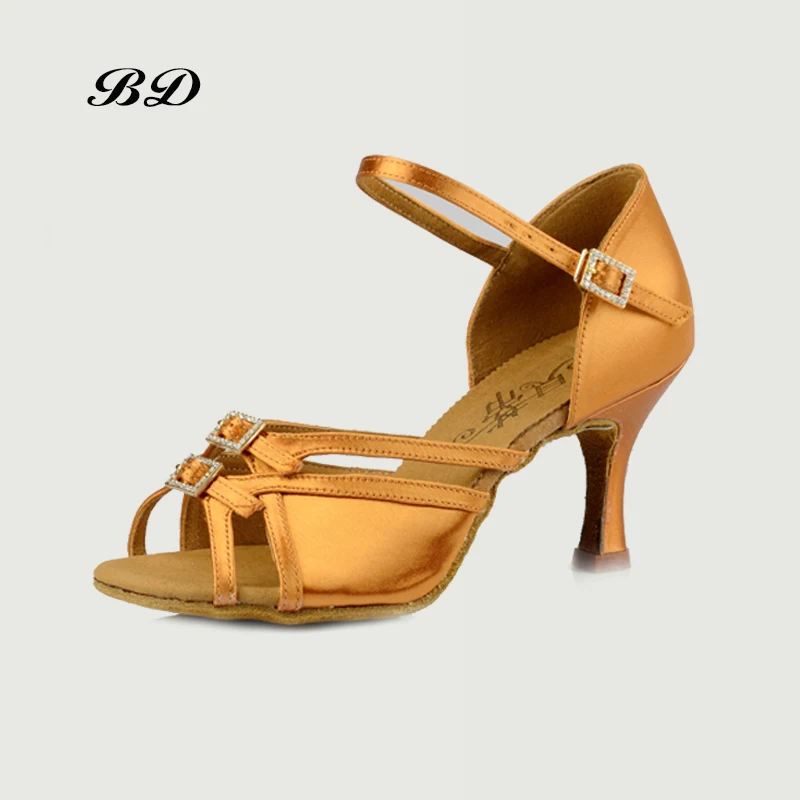 Beruf Tanzschuhe Ballsaal Damen Latein Schuhe Damen Mädchen Sandalen BD 236 Authentisch 3 Schnallen Direkter Absatz 7,5 cm 2018 NEU Satin – Detail 3
