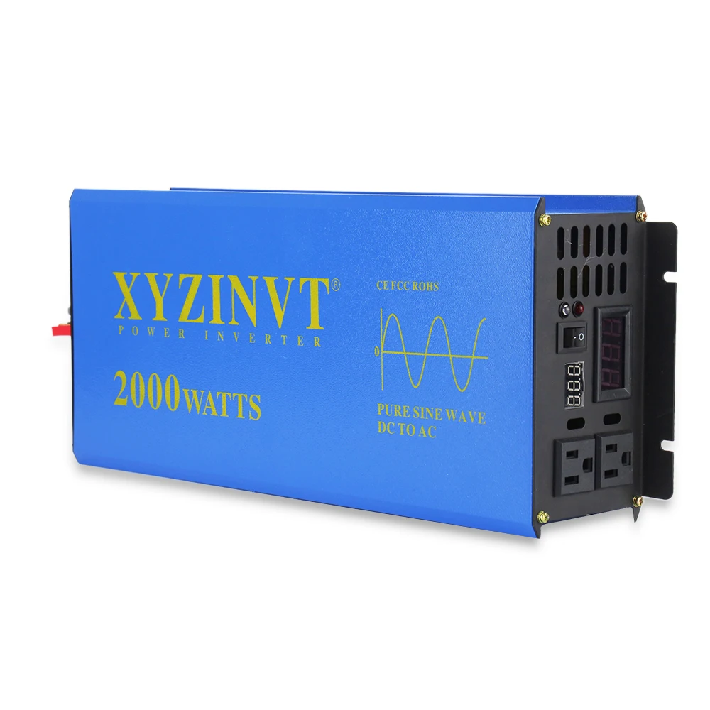 Solar Panel Inverter Power 2000W 12V 220V Pure Sine Wave Solar Inverter Battery Voltage Converter 24/48V DC to 120V/230V/240V AC