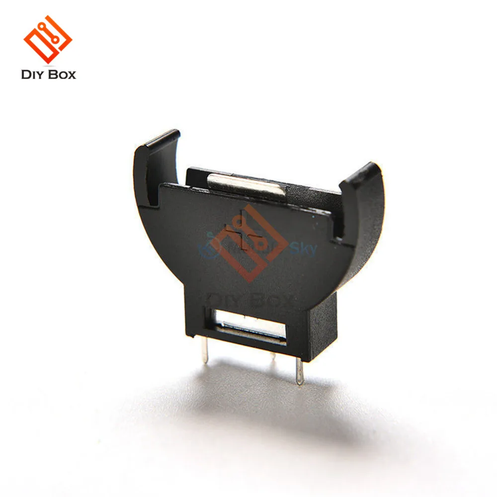 10PCS Schwarz Kunststoff CR2032 2032 3V Half-Runde Cell-münze Batterie Sockel Inhaber Fall Modul Batterie Boxen vertikale Inline 3 Pins – Detail 4
