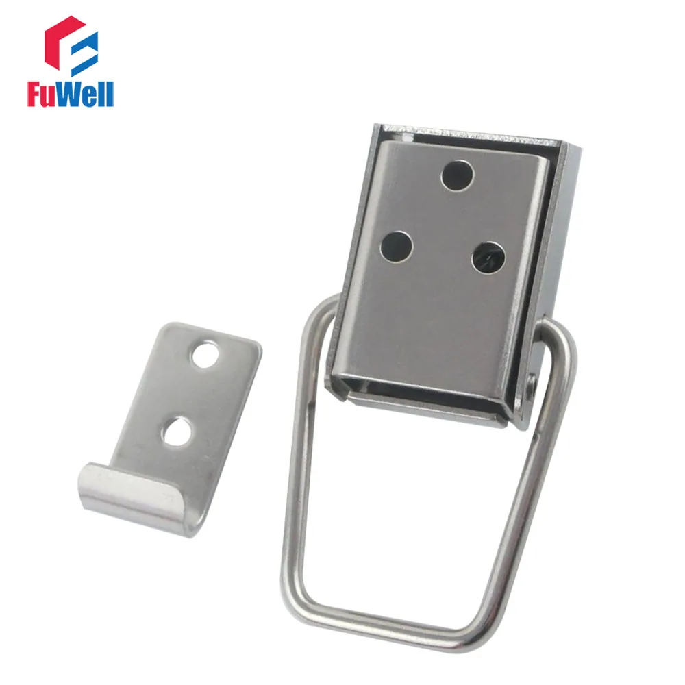2pcs R601 201Stainless Steel Toggle Latch Hasps with Keys Spring Loaded Cabinet Box Buckle