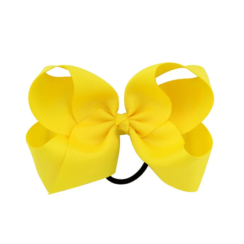 6 Inch Solid Color Hair Bows Hair Ties Boutique Elastic Hair Bands Kids Scrunchies Rubber Ponytail Holder Girls Hair Accessories