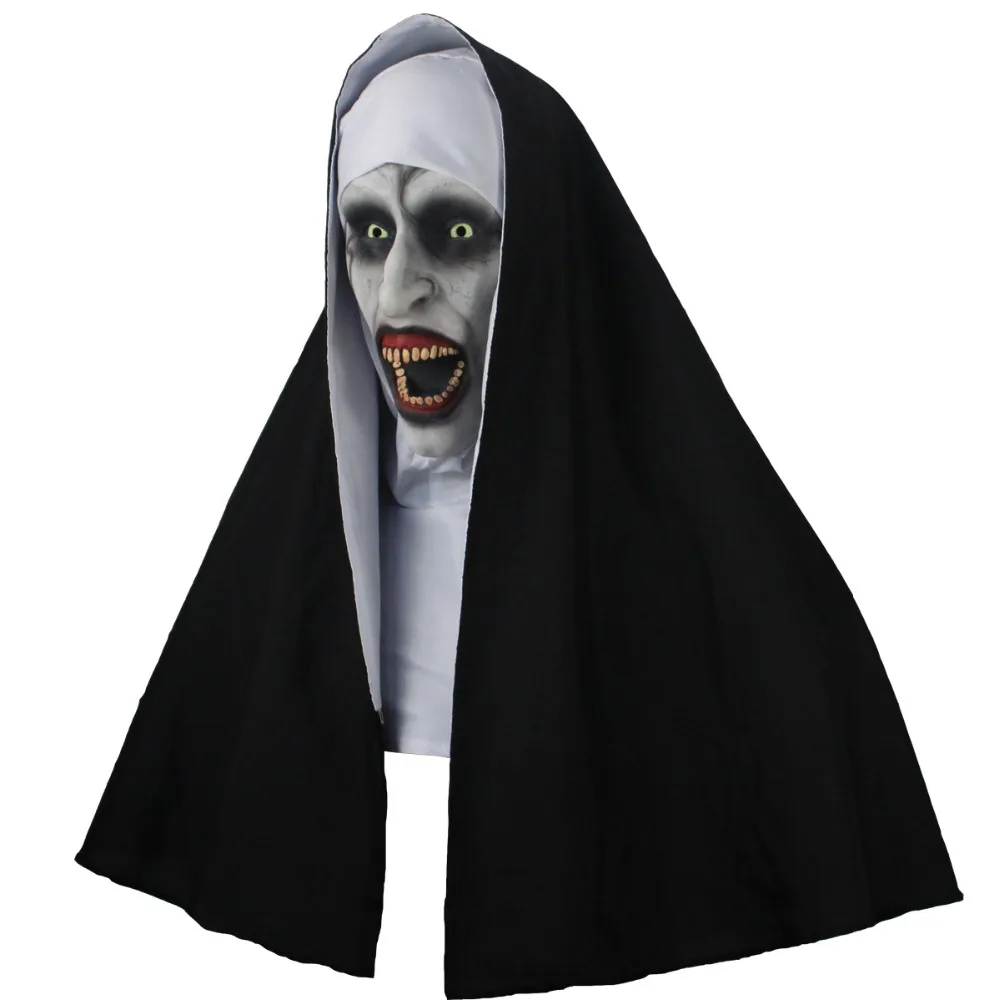The Nun Horror Mask Cosplay Scary Latex Masks With Headscarf Full Face Helmet Halloween Party Props