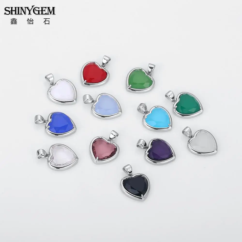 

shinygem faceted heart pendant casual daily gold silver plated charm necklaces various color crystal necklace for women