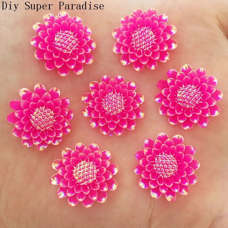 NEW 10PCS 20mm AB Resin Sunflower Stone Flatback Wedding Diy Design Resin Craft K40