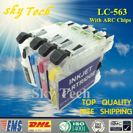 4PK Empty Refillable Cartridge suit for Brother LC563XL ,Suit for Brother  J2310 J2510 J3520 J3720  ,With ARC chips