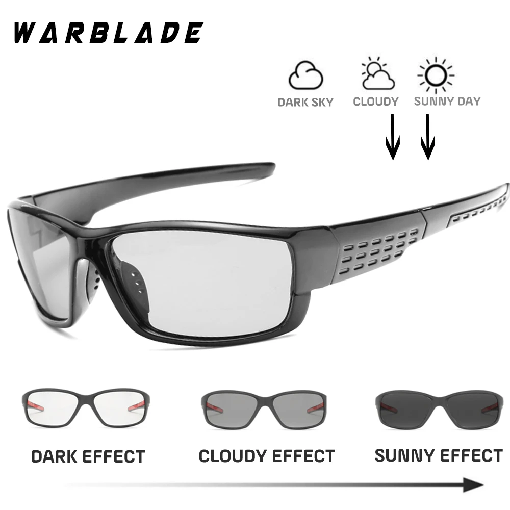 Driving Polarized Square Photochromic Sunglasses Men Chameleon Glasses Men Driver Goggles UV400 Fishing Sunglases WarBLade