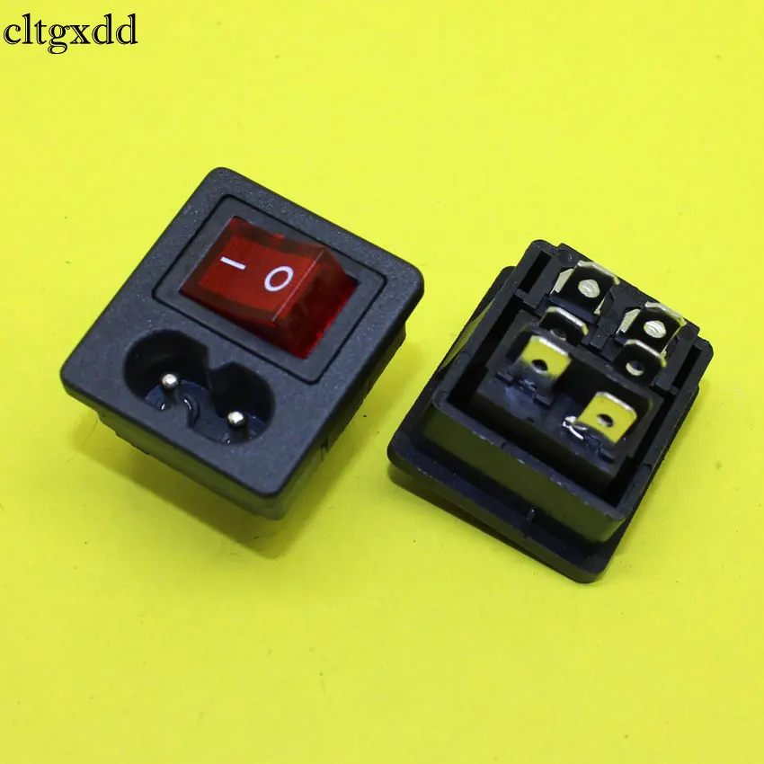 cltgxdd AD-087 IEC320 C8 Power Cord Inlet Socket receptacle With ON-OFF Red Light Rocker Switch 250V 2.5A FOR Computer Amplifier