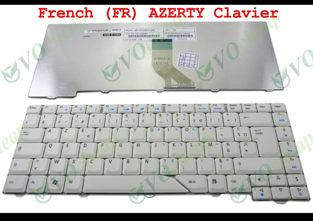 New AZERTY Notebook Laptop Keyboard for Acer Aspire 4710 4220 4320 4520 4720 5300 5310 5720 5920 5930 6930 White Grey French FR