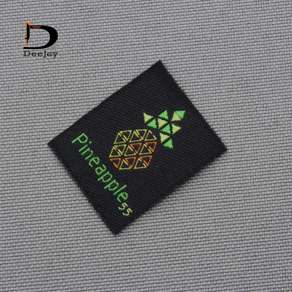 Custom brand clothing labels polyester cotton mixture yarn private logo woven tags 1000pcs/lot