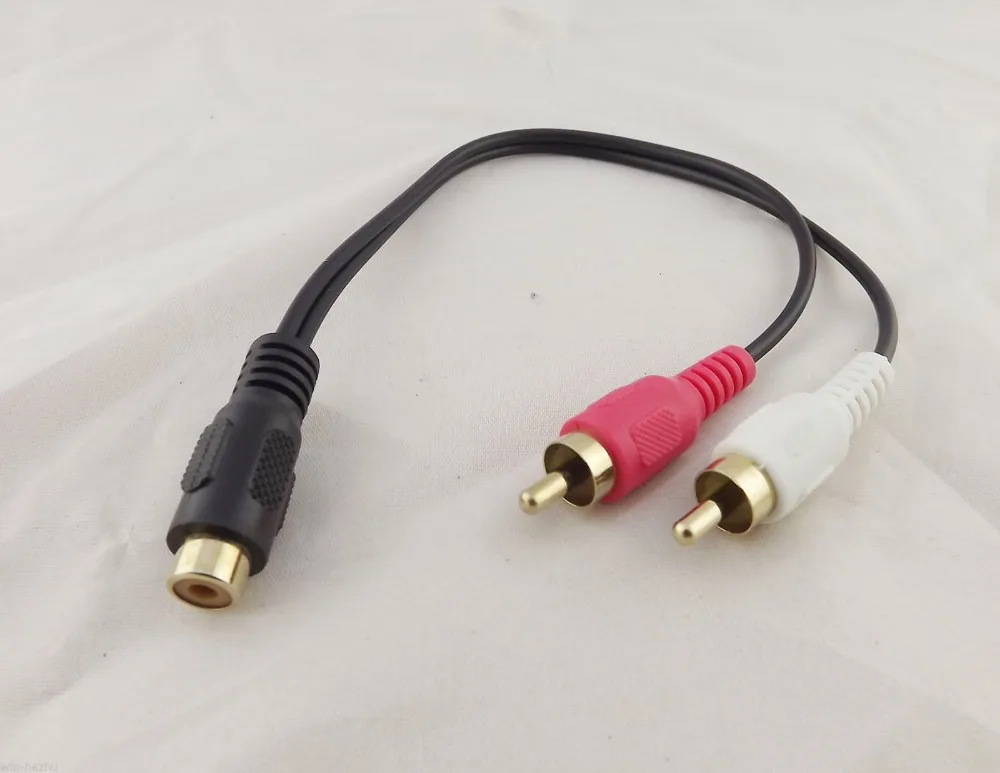 

10pcs Gold Plated RCA Phono Female To 2 RCA Male Video Audio Y Splitter Cable 1ft