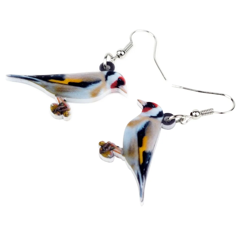 WEVENI Acrylic Cartoon European Goldfinch Bird Earrings New Long Dangle Drop Trendy Animal Jewelry For Women Girls Spring Female