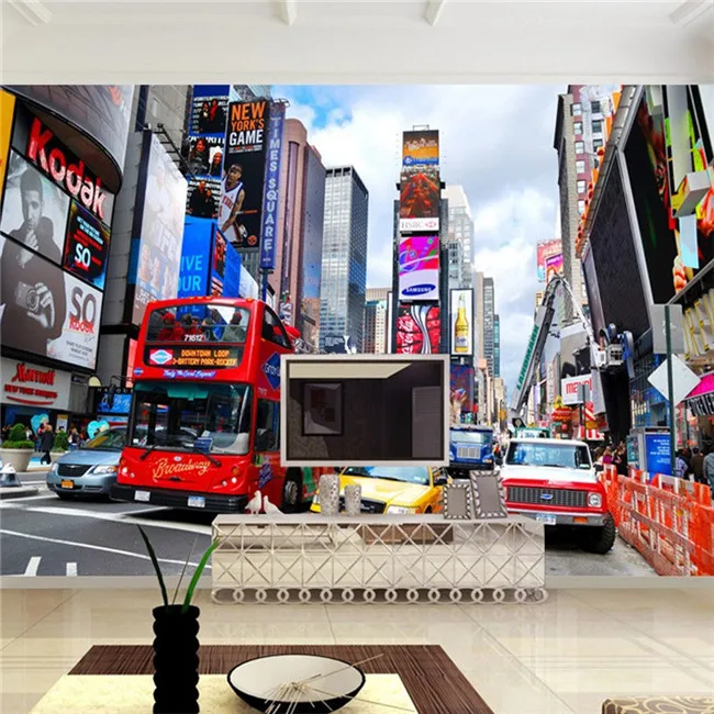 Custom Wallpaper New York Times Square Mural TV Background 3d Wallpaper Office Living Room Window Restaurant Wallpaper 3D papel