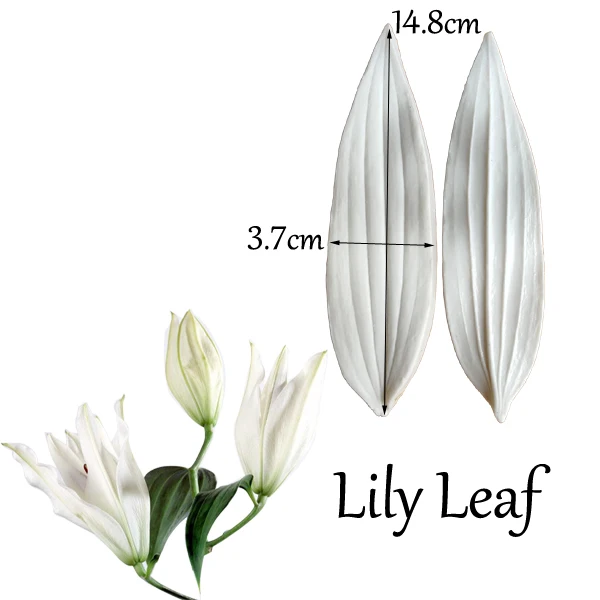 2pcs Lar Lily Leaf Veiners Silicone Molds Fondant Sugarcraft Gumpaste Clay Water Paper Cake Decorating Tools M2120