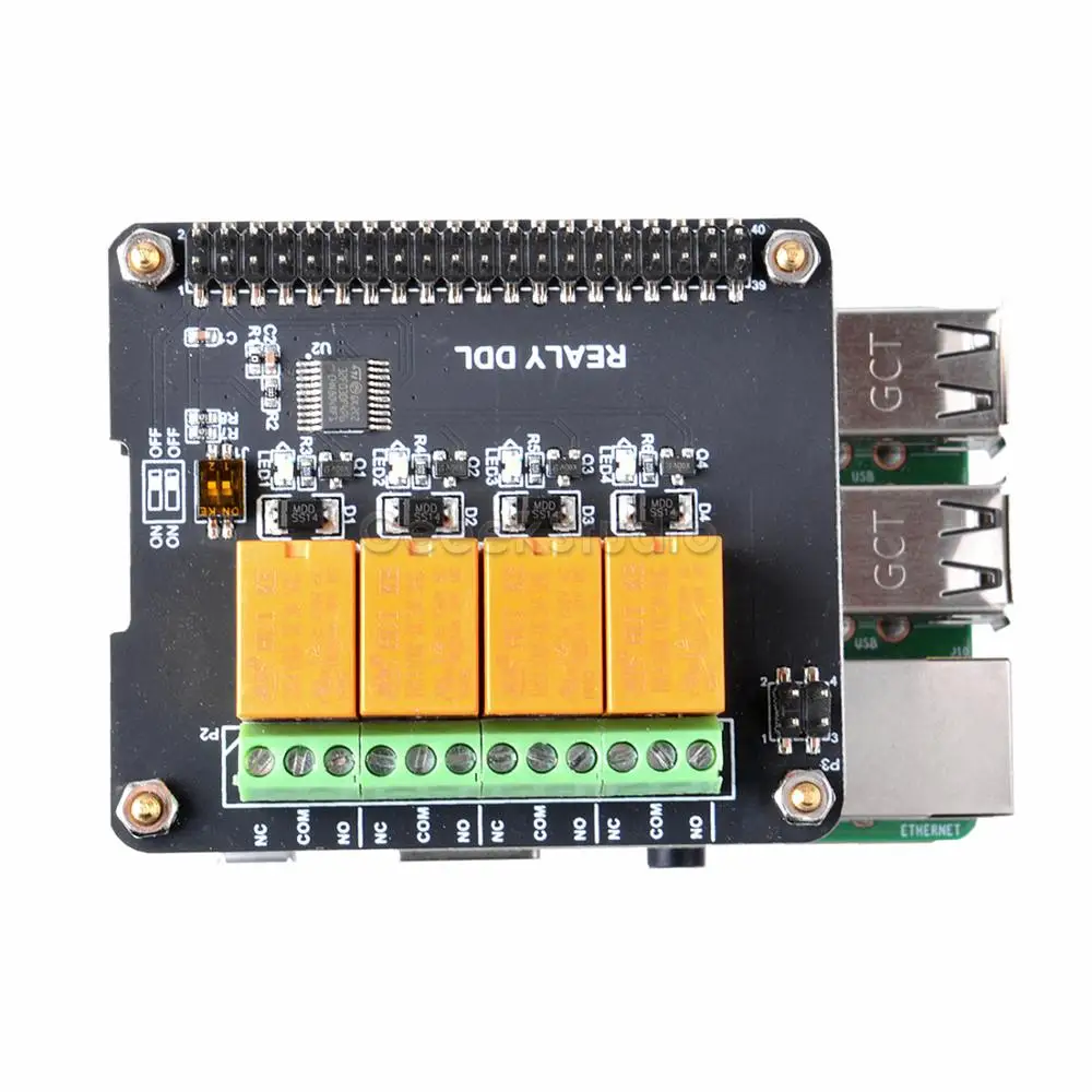 4 Channel Relay Hat Board For Raspberry Pi 4B / 3B+ (Plus) / 3B / 2B