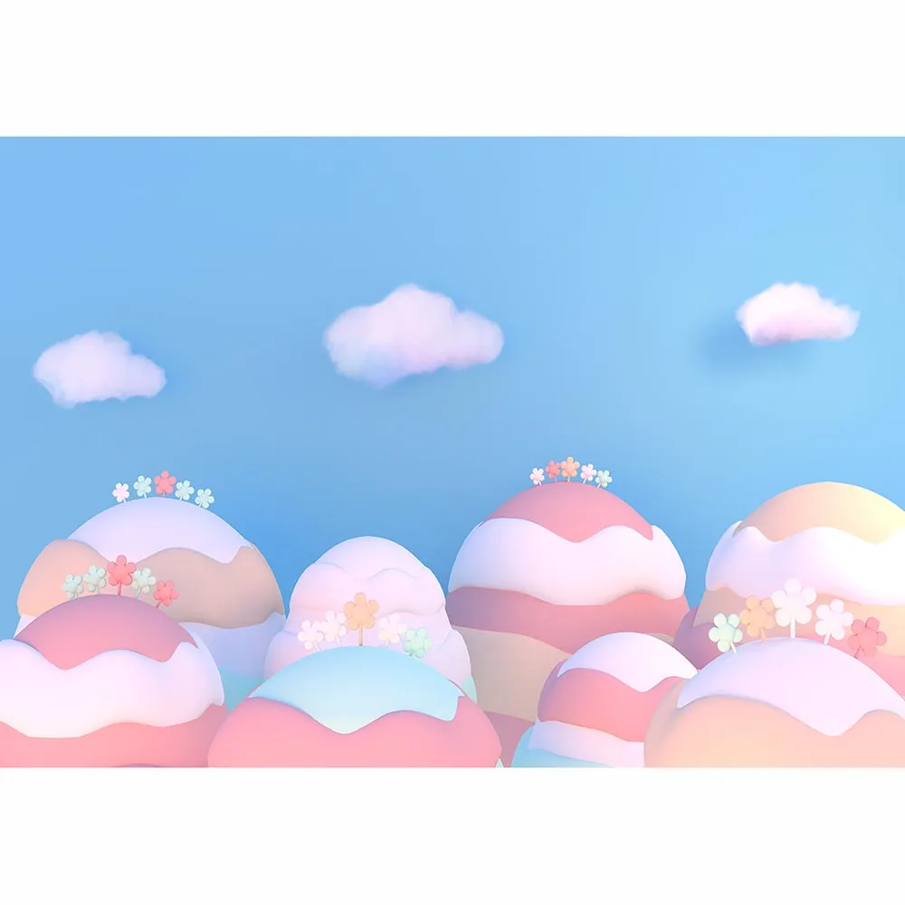 Фоны Funnytree для фотосъемки на день рождения, голубое небо, облака, красочные милые маленькие цветы, десерт, конфеты, бар, фотосессия, обои