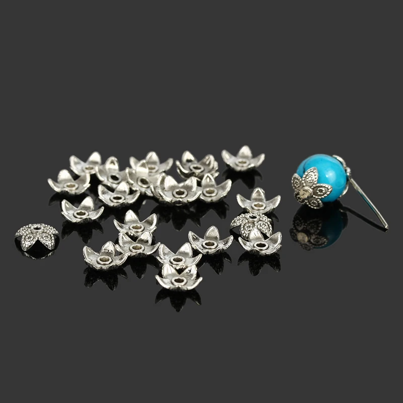 

300pcs Tone Silver Plated Flower Metal Bead Caps 8mm Filigree Jewelry Findings Connector Beads Cap Wholesale Parts Jewellery