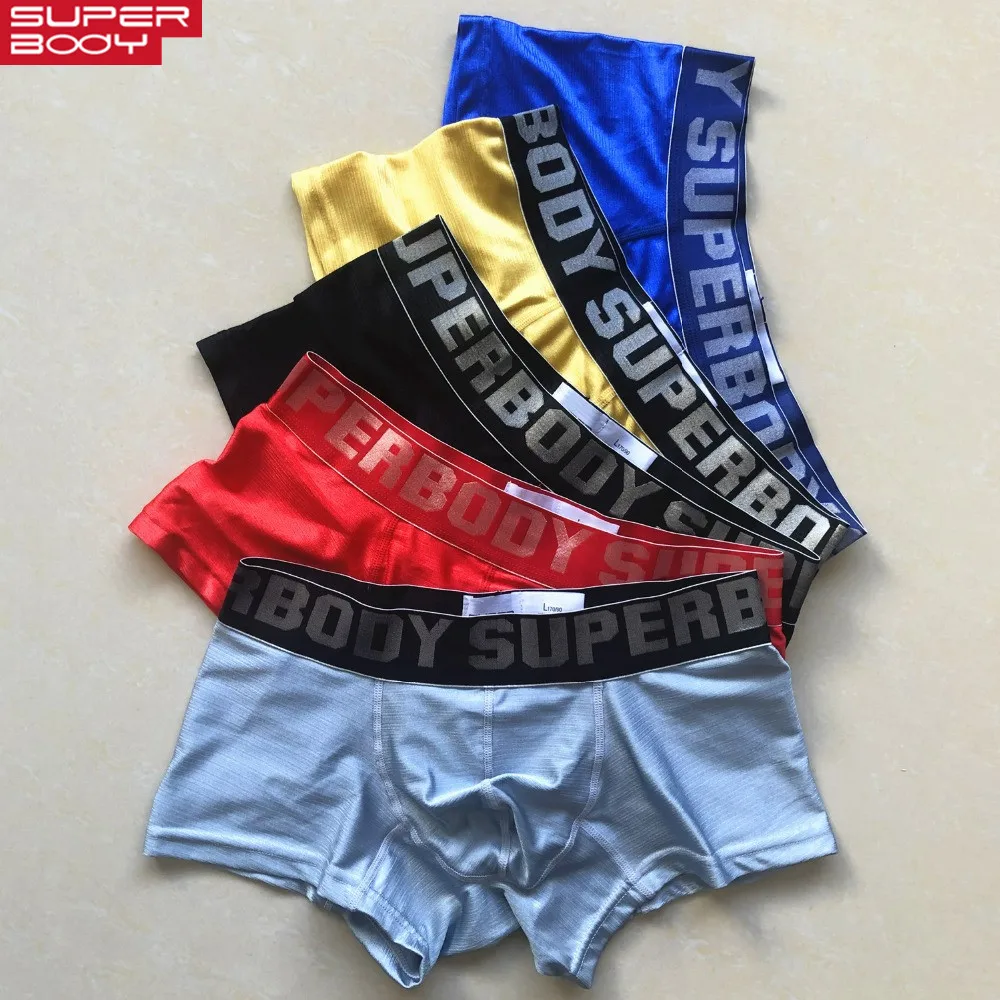 SUPERBODY Brand Shiny Boxers for Men Underwear Sexy Men Low Waist Underpants Smooth Boxer Shorts Trunks Underwears Boxers Hot