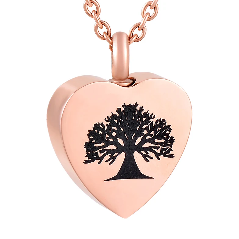 IJD9811 Heart Urn Charm Necklace Women,Wholesale Stainless Steel Tree of Life Keepsake Cremation Necklace for Pet/Human Ashes