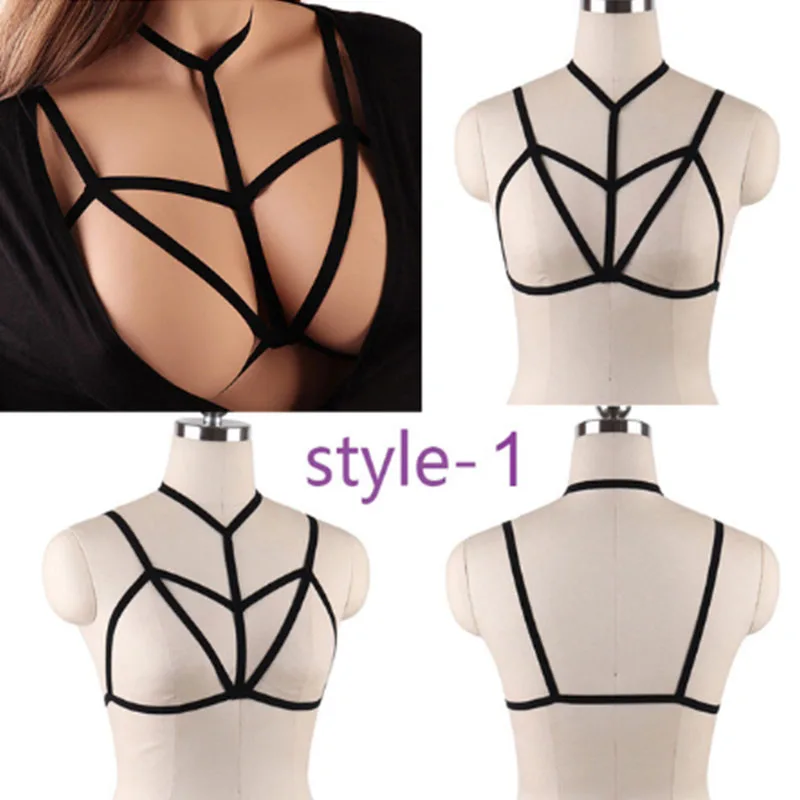 JLX.HARNESS Sexy Ladies Women Body Harness Bra Fetish Chest Bondage Lingerie Erotic Cage Bra Gothic Garter Belt Suspenders