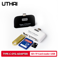 UTHAI J08 Type-C USB3.1 Multi Card Reader For SD TF USB2.0 Cardreaders of Android Phones LED Lights USB OTG Adapter For Mouse