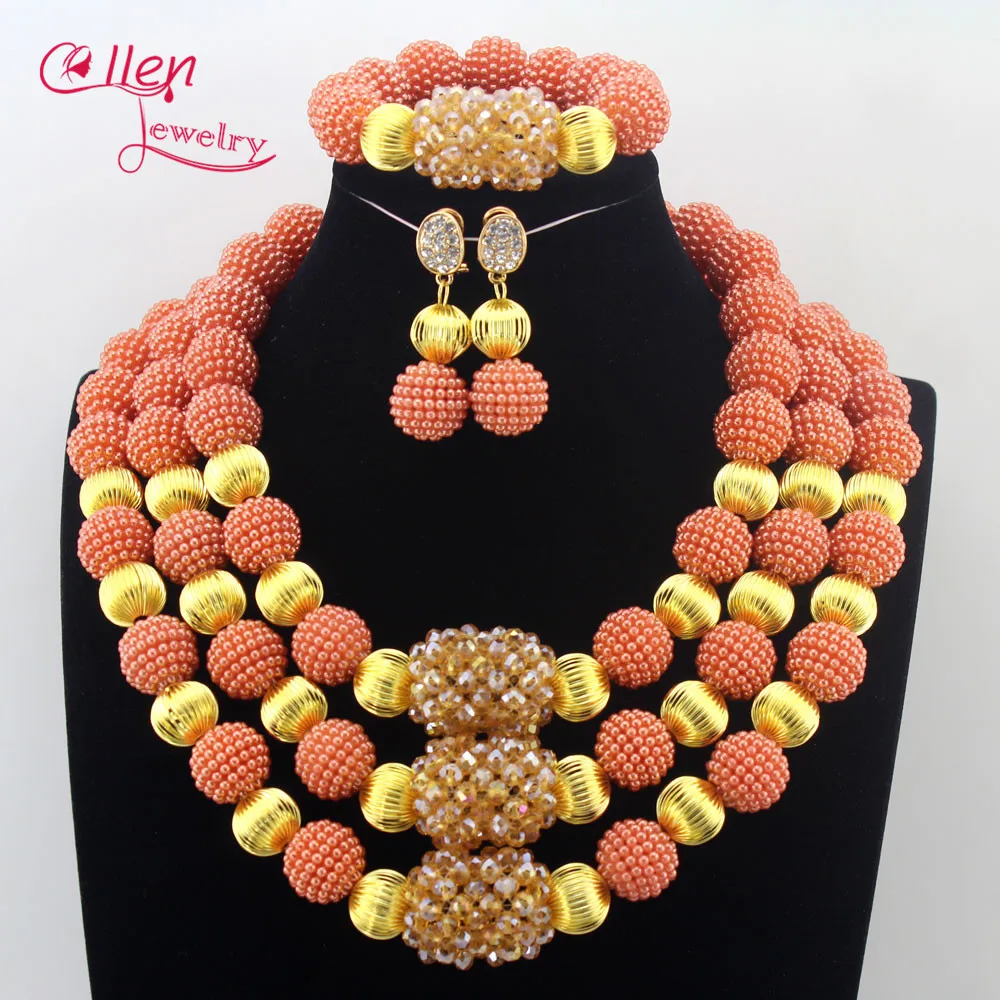 High Qulity African Beads Jewelry Set Nigerian Wedding  Beads Jewelry Set Dubai Wedding Jewelry Sets N0067