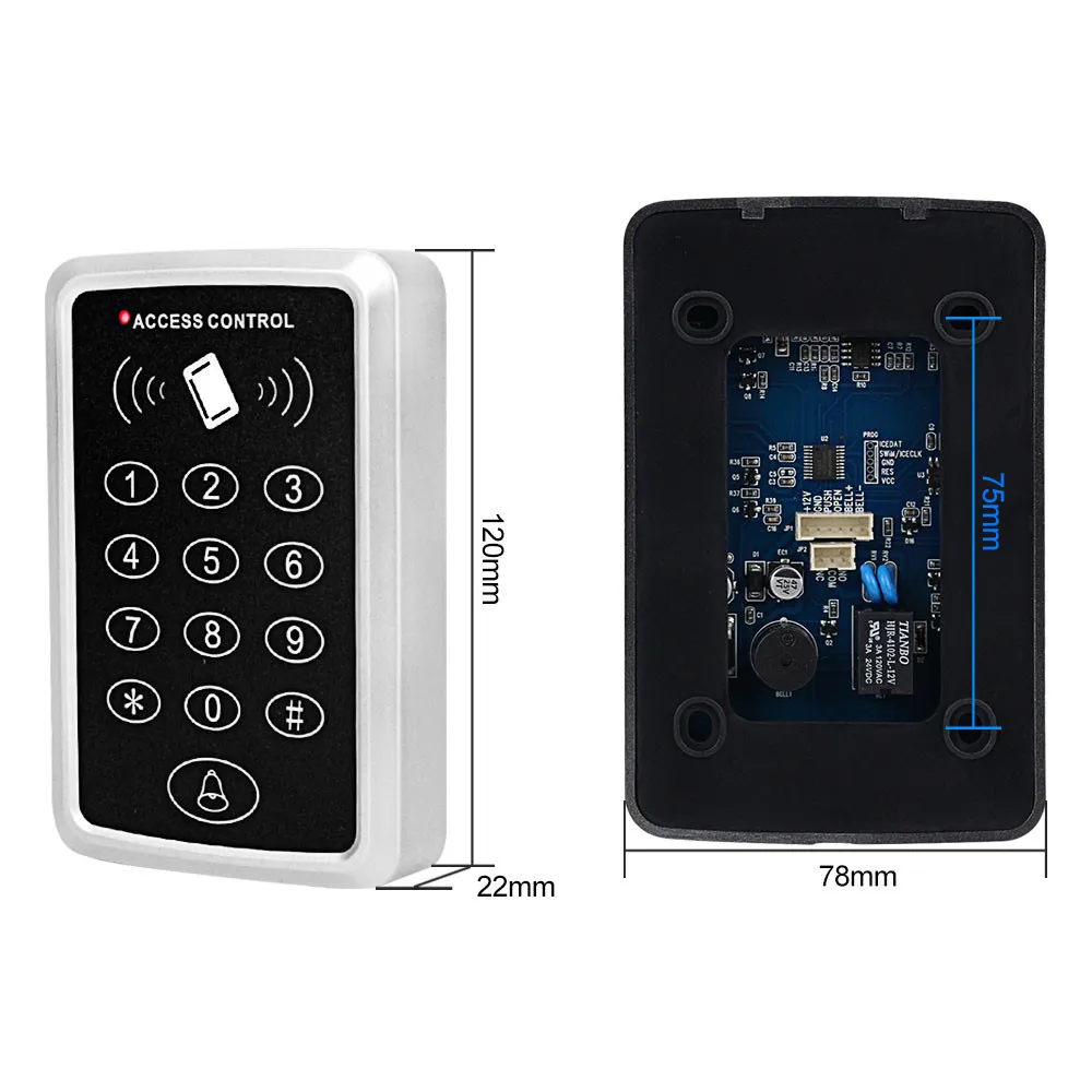 RFID Keypad Keyboard Access Control System Waterproof Cover Outdoor 10pcs EM4100/TK4100 Keyfobs Door Opener for Home Lock System