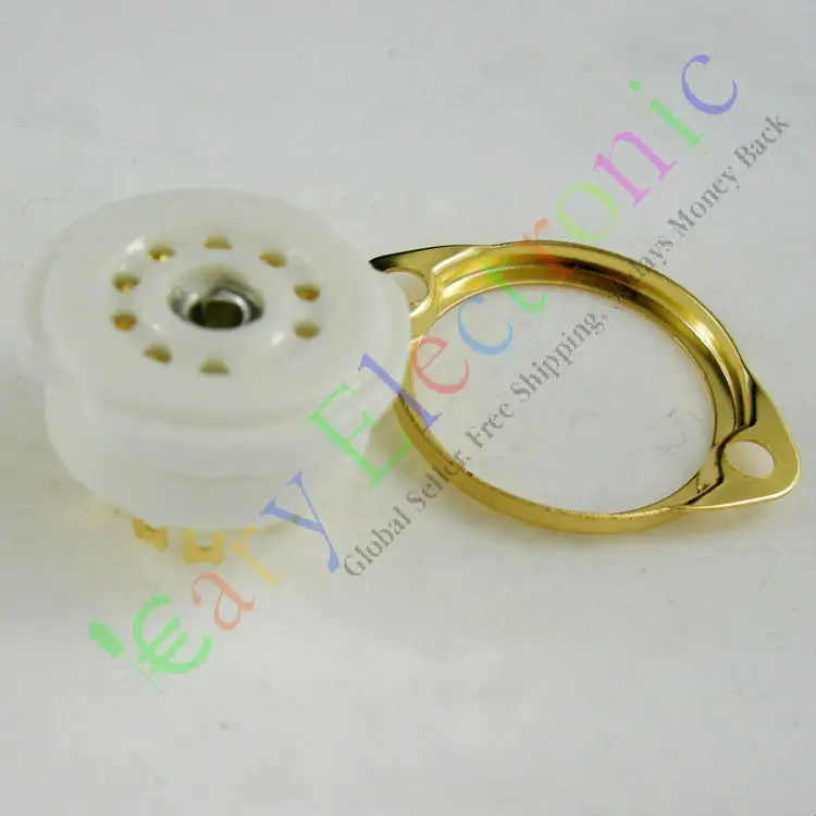 Prise de tube à vide en céramique dorée à 9 broches, 20 pièces, base de valve dorée pour 12AX7 12AU7, vente en gros et au détail, livraison gratuite
