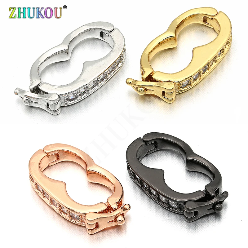 10*19mm Brass Cubic Zirconia Clasps Hooks for Diy Jewelry Findings Accessories, Mixed Color,Model: VK30