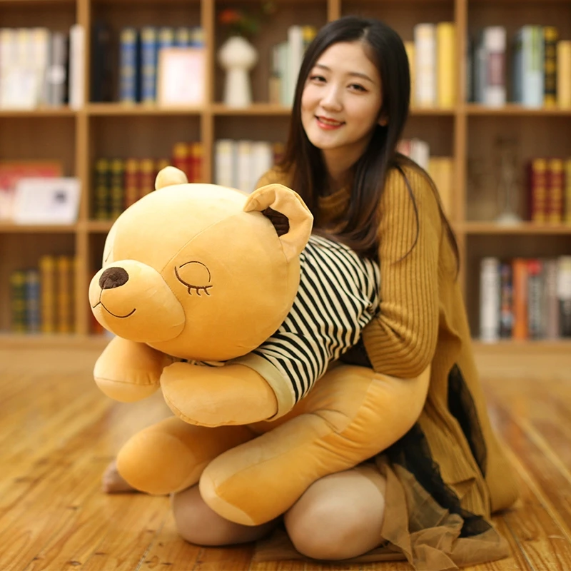 Dorimytrader Cute Soft Cartoon Lying Bear Plush Toy Big Stuffed Anime Bears Animals Pillow Gift Decoration 70cm 90cm 110cm