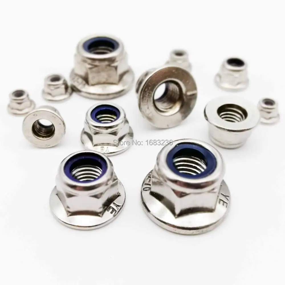 HZYUEGOU M3 M4 M5 M6 M8 M10 M12 A2-70 304 Edelstahl GB6183 Sechskant-Flansch-Nylon-Einsatz-Sicherungsmutter Selbstsichernde Nylock-Mutter – Detail 3