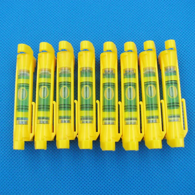 (100 pieces/Lot) 2016 Brand New Plastic Yellow Color Pen Level Photo Frame Level Tools Mini spirit level with Plastic cover